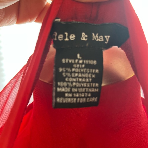 Sheer bodice, red slinky blouse from Adele & May, large. - Picture 14 of 14